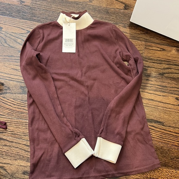 Lil Legs Ribbed Colorblock Mock Neck Brick/Cream size 12 - Picture 3 of 3